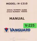 Vanguard-Vanguard H-1310 790690 Bandsaw installation Operations and parts Manual-H-1310-01